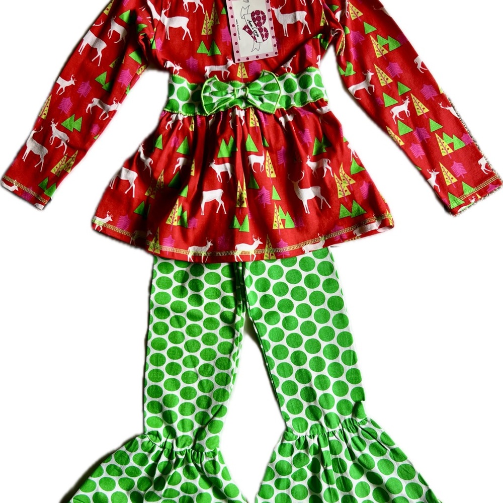 Ann Loren Red and Green Kids Outfit